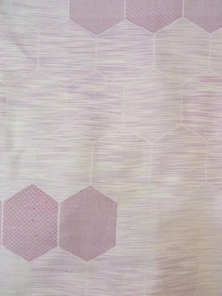 Photo3: N1015D Vintage Japanese kimono Pale Reddish Wisteria TSUMUGI pongee for women / Silk. Pine bark lozenges,   (Grade C) (3)