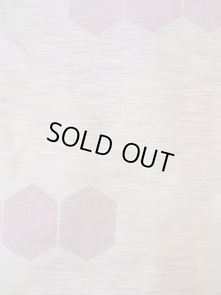 Photo3: N1015D Vintage Japanese kimono Pale Reddish Wisteria TSUMUGI pongee for women / Silk. Pine bark lozenges,   (Grade C) (3)