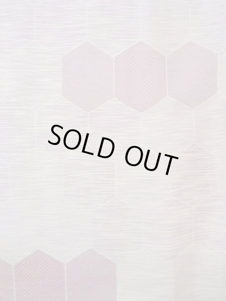 Photo4: N1015D Vintage Japanese kimono Pale Reddish Wisteria TSUMUGI pongee for women / Silk. Pine bark lozenges,   (Grade C) (4)