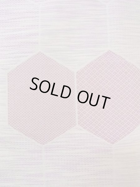 Photo5: N1015D Vintage Japanese kimono Pale Reddish Wisteria TSUMUGI pongee for women / Silk. Pine bark lozenges,   (Grade C) (5)