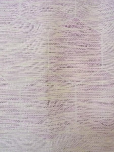 Photo6: N1015D Vintage Japanese kimono Pale Reddish Wisteria TSUMUGI pongee for women / Silk. Pine bark lozenges,   (Grade C) (6)
