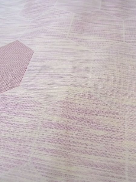 Photo8: N1015D Vintage Japanese kimono Pale Reddish Wisteria TSUMUGI pongee for women / Silk. Pine bark lozenges,   (Grade C) (8)