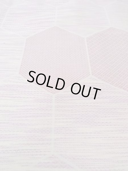 Photo9: N1015D Vintage Japanese kimono Pale Reddish Wisteria TSUMUGI pongee for women / Silk. Pine bark lozenges,   (Grade C) (9)