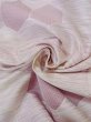 Photo12: N1015D Vintage Japanese kimono Pale Reddish Wisteria TSUMUGI pongee for women / Silk. Pine bark lozenges,   (Grade C) (12)