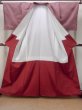 Photo2: Mint N1015E Vintage Japanese kimono   Dark Red TSUMUGI pongee for women / Silk. Stripes   (Grade A) (2)