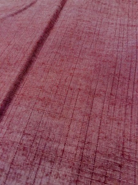 Photo8: Mint N1015E Vintage Japanese kimono   Dark Red TSUMUGI pongee for women / Silk. Stripes   (Grade A) (8)