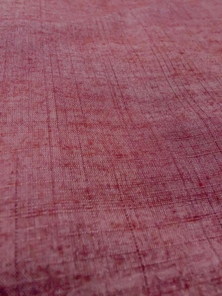 Photo10: Mint N1015E Vintage Japanese kimono   Dark Red TSUMUGI pongee for women / Silk. Stripes   (Grade A) (10)