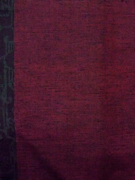 Photo4: N1015F Vintage Japanese kimono  Dark Dark Red TSUMUGI pongee for women / Silk. Arabesque vine,   (Grade B) (4)