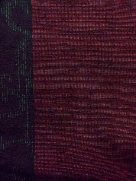 Photo7: N1015F Vintage Japanese kimono  Dark Dark Red TSUMUGI pongee for women / Silk. Arabesque vine,   (Grade B) (7)