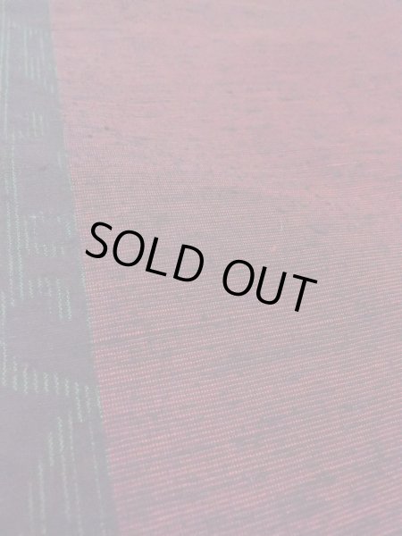 Photo9: N1015F Vintage Japanese kimono  Dark Dark Red TSUMUGI pongee for women / Silk. Arabesque vine,   (Grade B) (9)