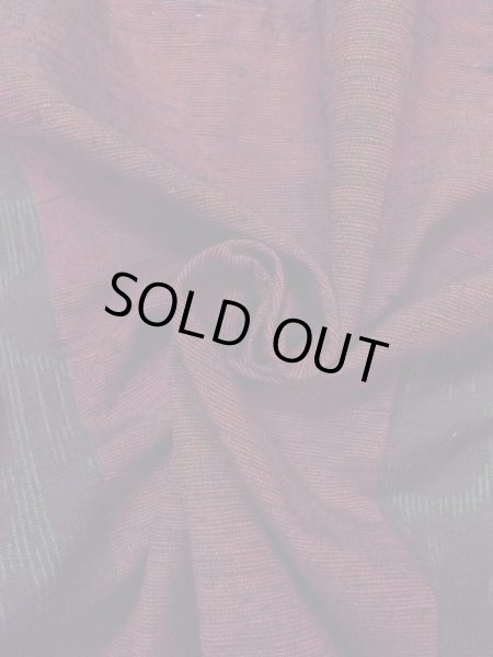 Photo11: N1015F Vintage Japanese kimono  Dark Dark Red TSUMUGI pongee for women / Silk. Arabesque vine,   (Grade B) (11)