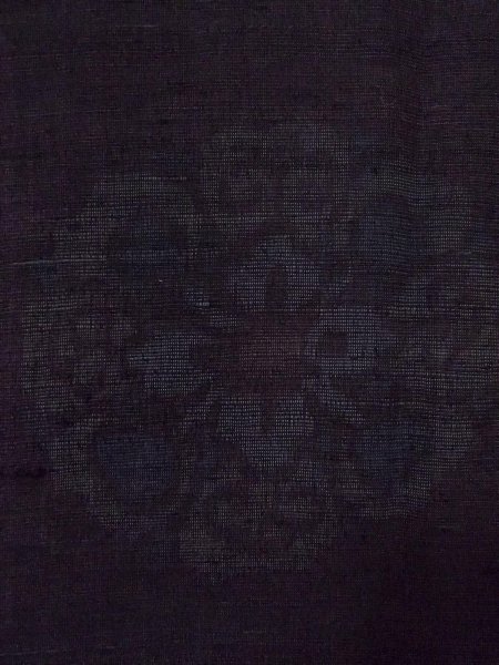 Photo5: N1015H Vintage Japanese kimono   Black ISHIGE-YUKI-TSUMUGI for women / Silk. Chinese flower   (Grade C) (5)