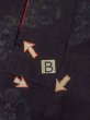 Photo15: N1015H Vintage Japanese kimono   Black ISHIGE-YUKI-TSUMUGI for women / Silk. Chinese flower   (Grade C) (15)