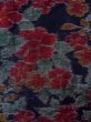 Photo3: Mint N1015I Used Japanese kimono  Dark Indigo Blue TOKAMACHI-TSUMUGI for women / Silk. Flower,   (Grade A) (3)