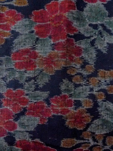 Photo4: Mint N1015I Used Japanese kimono  Dark Indigo Blue TOKAMACHI-TSUMUGI for women / Silk. Flower,   (Grade A) (4)