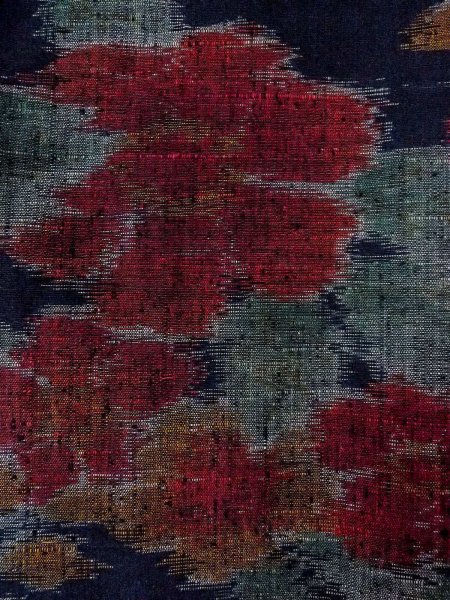 Photo5: Mint N1015I Used Japanese kimono  Dark Indigo Blue TOKAMACHI-TSUMUGI for women / Silk. Flower,   (Grade A) (5)