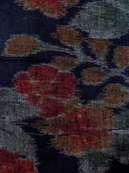 Photo6: Mint N1015I Used Japanese kimono  Dark Indigo Blue TOKAMACHI-TSUMUGI for women / Silk. Flower,   (Grade A) (6)