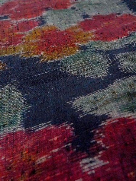 Photo10: Mint N1015I Used Japanese kimono  Dark Indigo Blue TOKAMACHI-TSUMUGI for women / Silk. Flower,   (Grade A) (10)