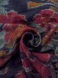 Photo12: Mint N1015I Used Japanese kimono  Dark Indigo Blue TOKAMACHI-TSUMUGI for women / Silk. Flower,   (Grade A) (12)