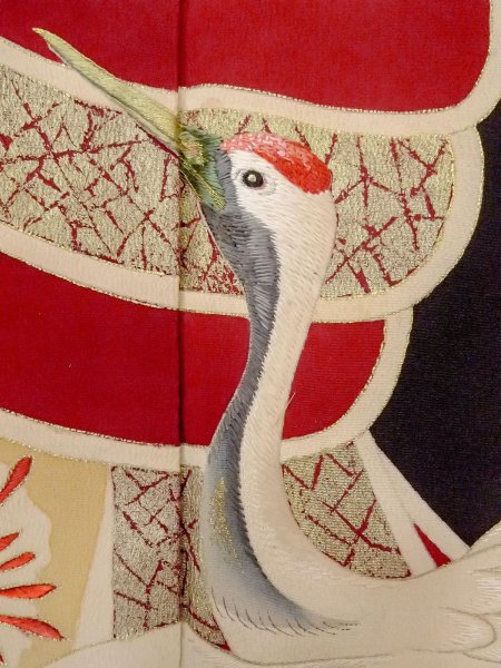 Photo12: N1015J Antique Japanese kimono   Black UCHIKAKE Wedding for women / Silk. SAKURA cherry blossom,   (Grade B) (12)