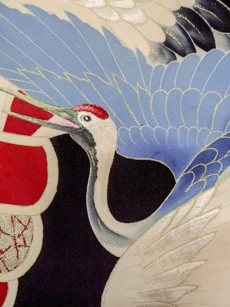 Photo13: N1015J Antique Japanese kimono   Black UCHIKAKE Wedding for women / Silk. SAKURA cherry blossom,   (Grade B) (13)