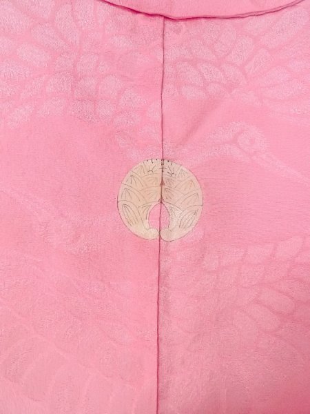 Photo4: N1015K Antique Japanese kimono  Shiny Pink UCHIKAKE Wedding for women / Silk.    (Grade C) (4)