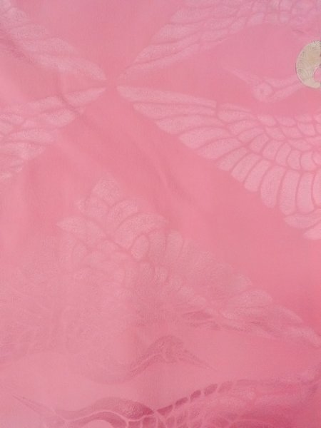 Photo5: N1015K Antique Japanese kimono  Shiny Pink UCHIKAKE Wedding for women / Silk.    (Grade C) (5)