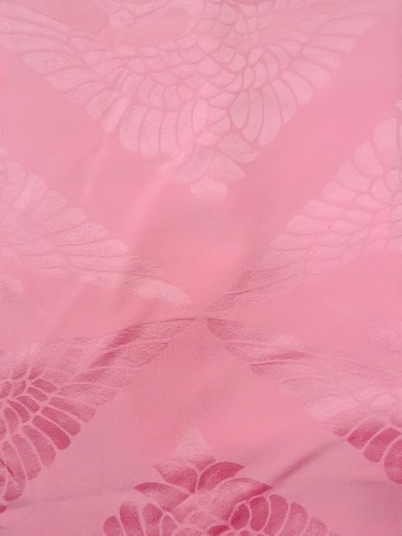 Photo6: N1015K Antique Japanese kimono  Shiny Pink UCHIKAKE Wedding for women / Silk.    (Grade C) (6)