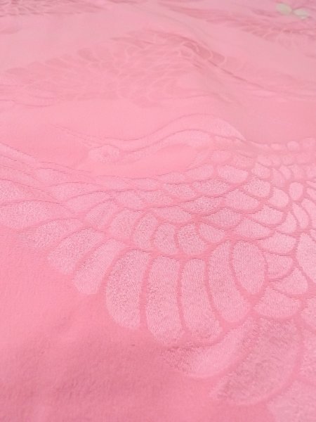 Photo10: N1015K Antique Japanese kimono  Shiny Pink UCHIKAKE Wedding for women / Silk.    (Grade C) (10)