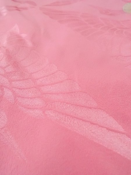 Photo11: N1015K Antique Japanese kimono  Shiny Pink UCHIKAKE Wedding for women / Silk.    (Grade C) (11)