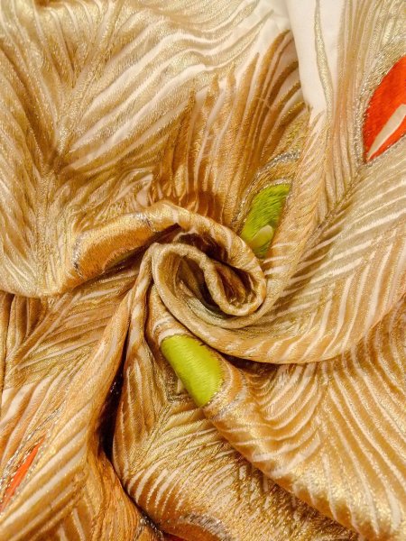 Photo31: N1015L Vintage Japanese kimono  Shiny White UCHIKAKE Wedding for women / Silk. Peacock   (Grade B) (31)