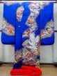 Photo3: N1015M Used Japanese kimono  Shiny Blue UCHIKAKE Wedding for women / Silk. UME plum bloom,   (Grade B) (3)