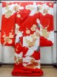 Photo3: N1015N Vintage Japanese kimono  Vivid Red UCHIKAKE Wedding for women / Silk. UME plum bloom,   (Grade B) (3)