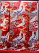 Photo2: N1015Q Used Japanese kimono  Vivid Red UCHIKAKE Wedding for women / Silk. Peony,   (Grade B) (2)
