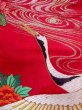 Photo12: N1015Q Used Japanese kimono  Vivid Red UCHIKAKE Wedding for women / Silk. Peony,   (Grade B) (12)