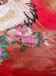 Photo16: N1015Q Used Japanese kimono  Vivid Red UCHIKAKE Wedding for women / Silk. Peony,   (Grade B) (16)