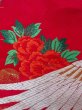 Photo22: N1015Q Used Japanese kimono  Vivid Red UCHIKAKE Wedding for women / Silk. Peony,   (Grade B) (22)