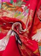 Photo32: N1015Q Used Japanese kimono  Vivid Red UCHIKAKE Wedding for women / Silk. Peony,   (Grade B) (32)