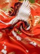 Photo32: N1015R Used Japanese kimono  Shiny Red UCHIKAKE Wedding for women / Silk. SAKURA cherry blossom,   (Grade B) (32)