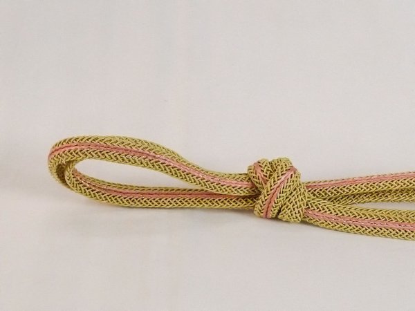 Photo2: Mint N1022XF Vintage Japanese Kimono  Grayish Yellowish Green OBIJIME decorative string/cord/rope  Line Silk. (Grade A) (2)