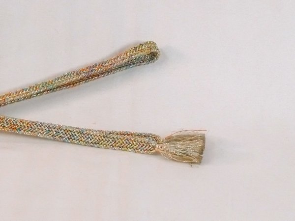 Photo4: Mint N1022XH Vintage Japanese Kimono  Pale Multi Color OBIJIME decorative string/cord/rope  Zig Zag Silk. (Grade A) (4)
