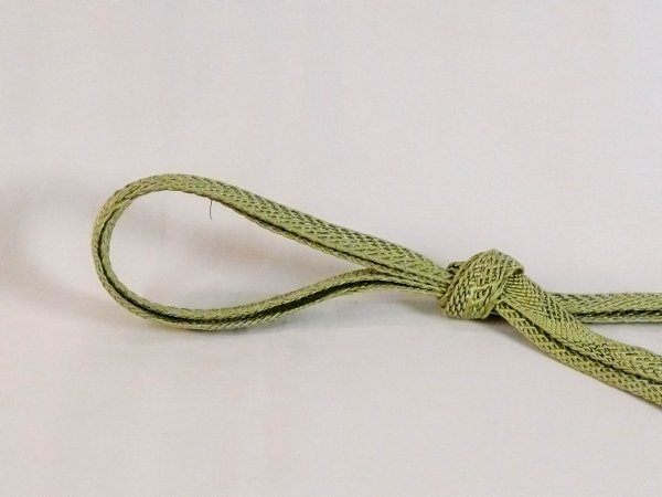 Photo2: N1022XM Vintage Japanese Kimono  Pale Green OBIJIME decorative string/cord/rope  Zig Zag Silk. (Grade C) (2)