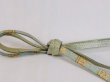 Photo3: Mint N1022XN Vintage Japanese Kimono  Shiny Light Blue OBIJIME decorative string/cord/rope  Geometrical pattern Silk. (Grade B) (3)