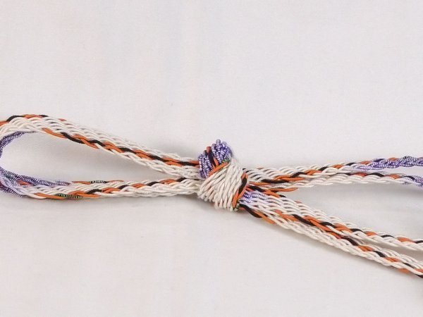 Photo3: N1022XT Vintage Japanese Kimono   Off White OBIJIME decorative string/cord/rope  Abstract pattern Silk. (Grade C) (3)