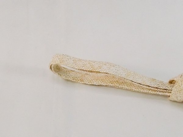 Photo2: N1023XE Vintage Japanese    Off White OBIJIME decorative string/cord/rope  Abstract pattern Silk. (Grade A) (2)