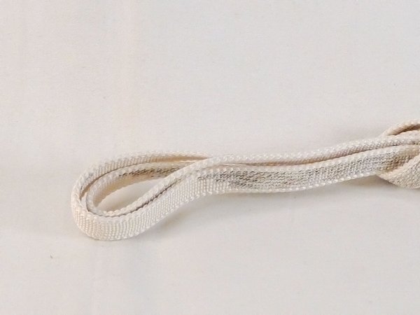 Photo2: N1023XO Vintage Japanese   Light White OBIJIME decorative string/cord/rope  Abstract pattern Silk. (Grade A) (2)