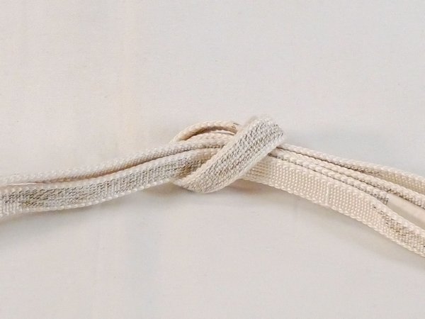 Photo3: N1023XO Vintage Japanese   Light White OBIJIME decorative string/cord/rope  Abstract pattern Silk. (Grade A) (3)