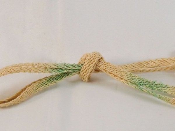 Photo3: N1023XS Vintage Japanese   Light Beige OBIJIME decorative string/cord/rope  Abstract pattern Silk. (Grade C) (3)