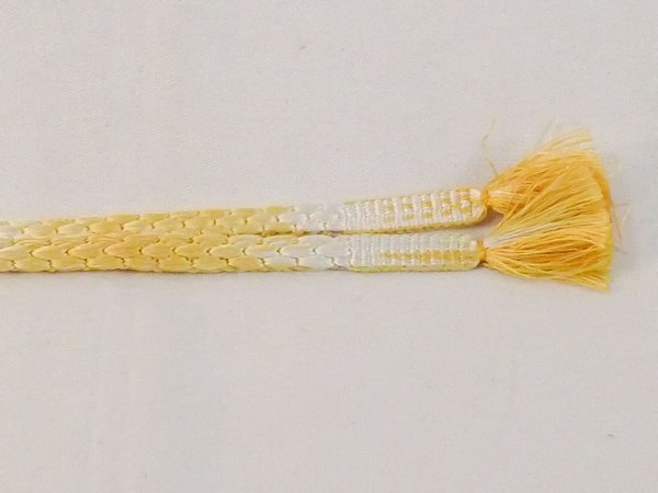 Photo3: N1025XE Vintage Japanese Kimono  Vivid White HAORIHIMO ties  Silk. (Grade A) (3)