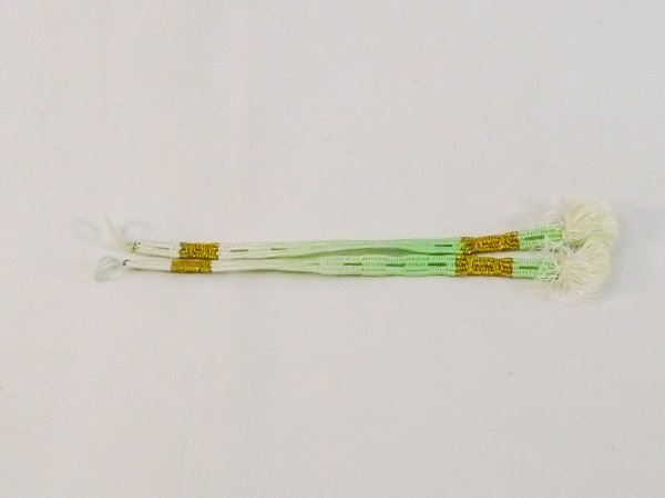 Photo1: N1025XK Vintage Japanese Kimono  Light Yellowish Green HAORIHIMO ties  Silk. (Grade A) (1)